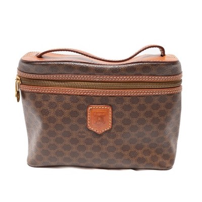 CELINE Macadam Handbag Vanity Bag Brown PVC leather Authentic