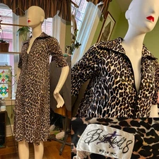 Butterfield 8 Vtg 60s 70s leopard print loungewear Hostess House dress Robe