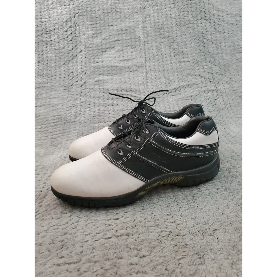 Zapatos de golf FootJoy Contour Series para hombre 8,5 negro blanco montura cuero con púas Foto 2 de 4