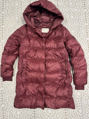 Athleta S Burgundy Lofty Down Hooded Coat Puffer Parka Maple Maroon Red