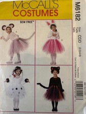 McCall's SEW-FREE girl's costume mouse, bunny, cow, cat, tutus - uncut pattern