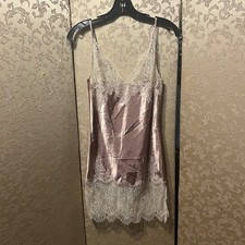 Victoria's Secret Vintage Dusty Rose Pink Lace Satin Nightgown Size Small S
