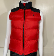 Polo Ralph Lauren Boys S 8 Red Black Puffer Vest Down Feather Quilted Y2K