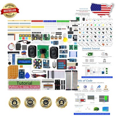 Raspberry Pi 5 Starter Kit - 386 PC, 164 Projects, Python/C/Java Code, 1GB RAM