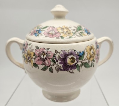 Vintage Salem China Co USA Floral Covered Sugar Bowl Lansdowne Pattern