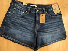 Levi's A-Line Shorts Women's Blue Denim Stretch Medium Wash Mid Rise Size 31