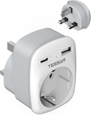 TESSAN Adapter England Deutschland Stecker, 3 in 1 Steckdosenadapter England