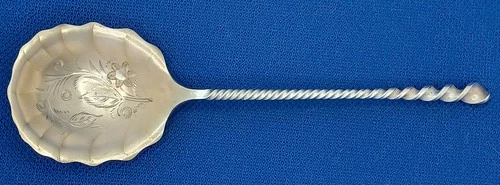 Sterling Silver Towle #128 Brite Cut Goldwashed Sugar Spoon Server Twist Handle