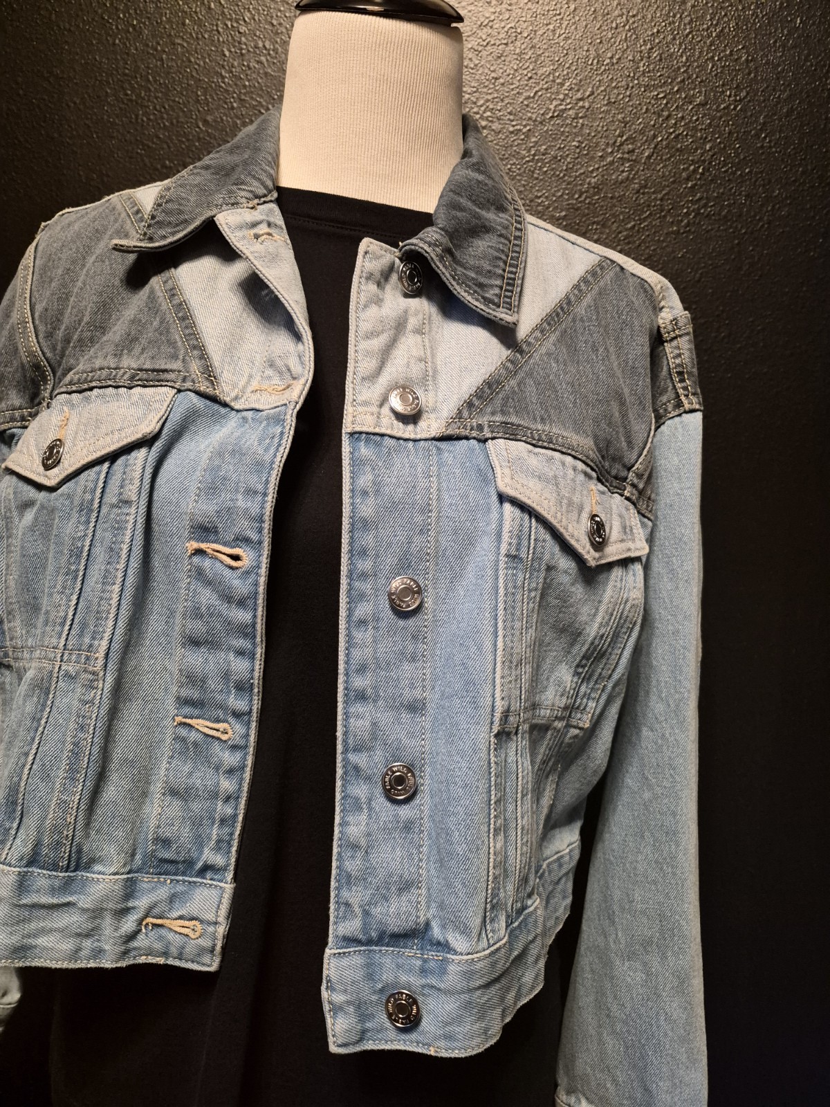 Upcycled NIRVANA Smile Denim PATCH Jacket Medium … - image 5