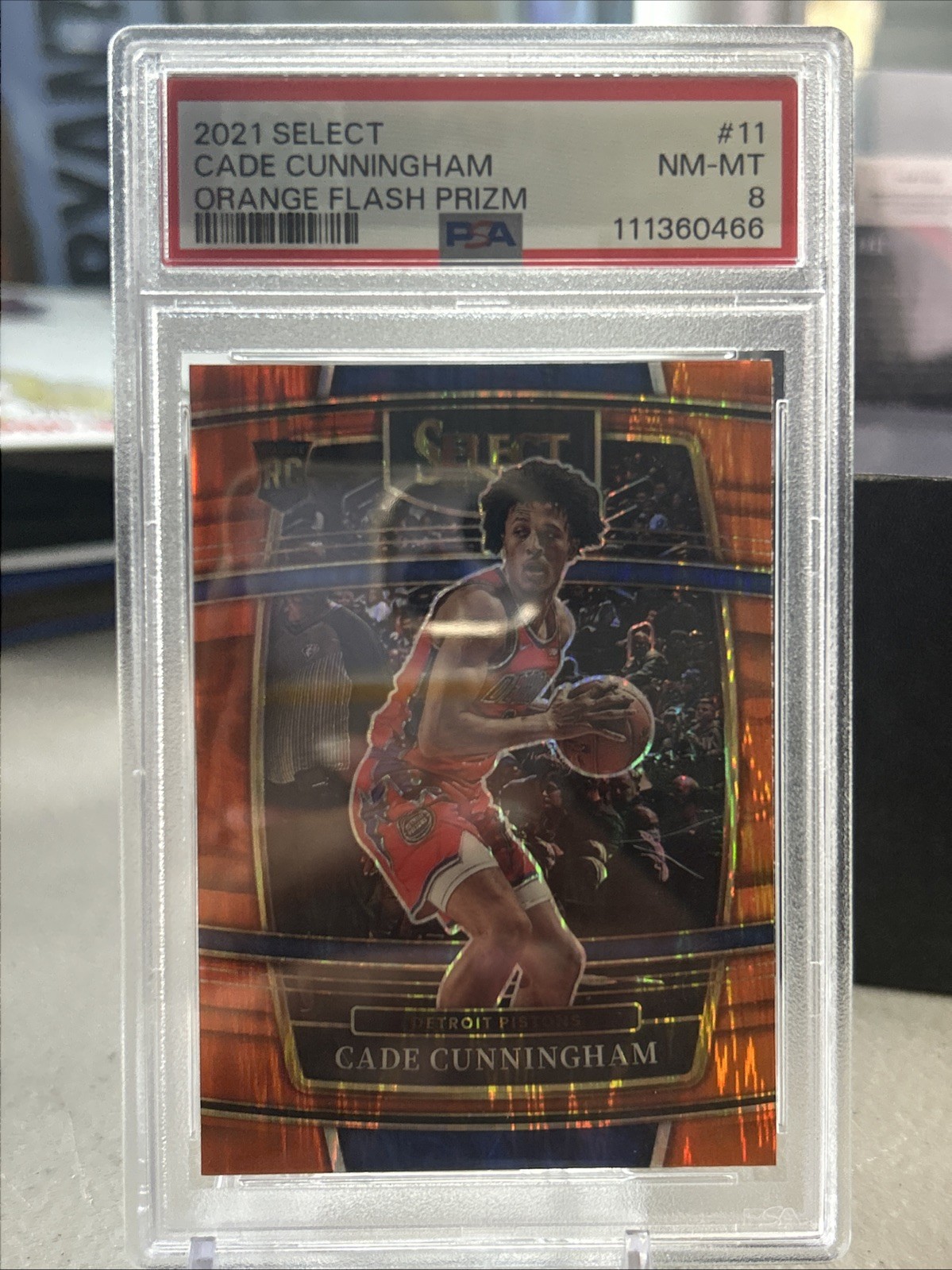 2021 PANINI SELECT ORANGE FLASH PRIZM #11 CADE CUNNINGHAM ROOKIE RC PSA 8