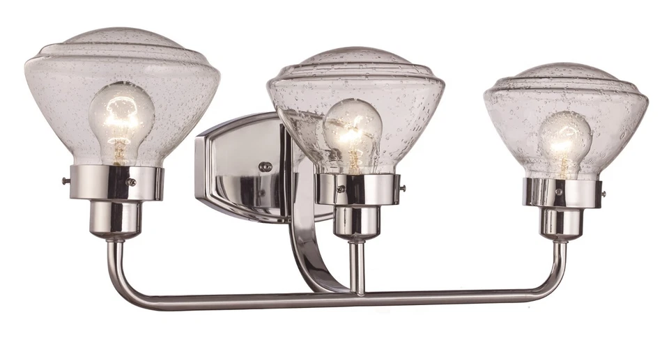 Luz de tocador de baño Colorado 3 luces de vidrio de siembra cromado pulido $258 Foto 2 de 2