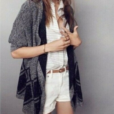 Madewell All Angles Knit Cardigan Waterfall Sweater Women's (M/L) Charcoal Black