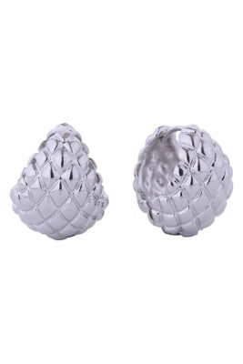 Do Everything in Love 14K Gold/White Gold Dipped Quilted Texture Huggie Earrings