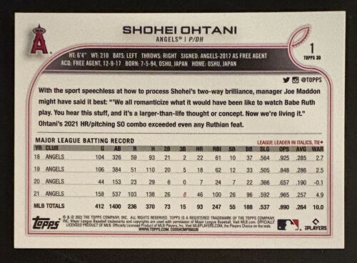 SHOHEI OHTANI 2022 Topps On Demand 3D #1 Los Angeles Angels Dodgers MVP - Foto 2 di 2