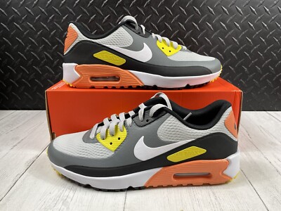 Size 9-Nike Air Max 90 Golf Shoes Cleats White Gray Black Orange