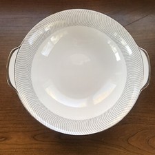Ambassador by Sango 9” Round Serving Bowl - Platinum Trim - with Handles