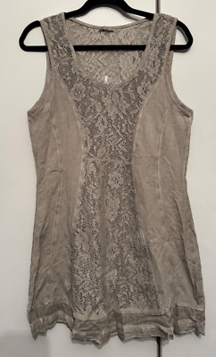 Tredy Kleid Tunikakleid Spitze Gr.  40 ( 38 42   )  grau- beige asche