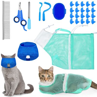 9 Pieces Cat Bathing Bag Set Cat Shower Bag Anti Bite And Anti Scratch Cat Groom