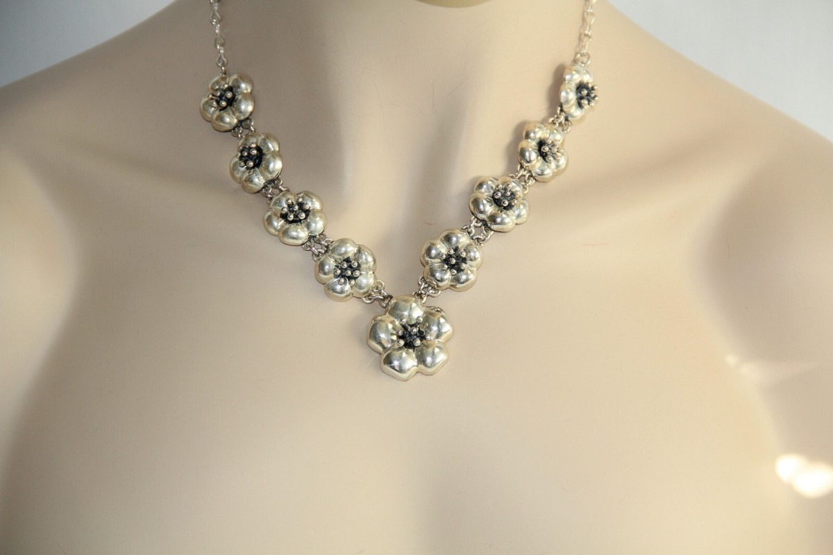 ネックレス・ペンダント Numbering Western Flower Link Necklace #8770 SA5B0012 Fancy Link Necklace 5.4mm Solid Sterling Silver 22