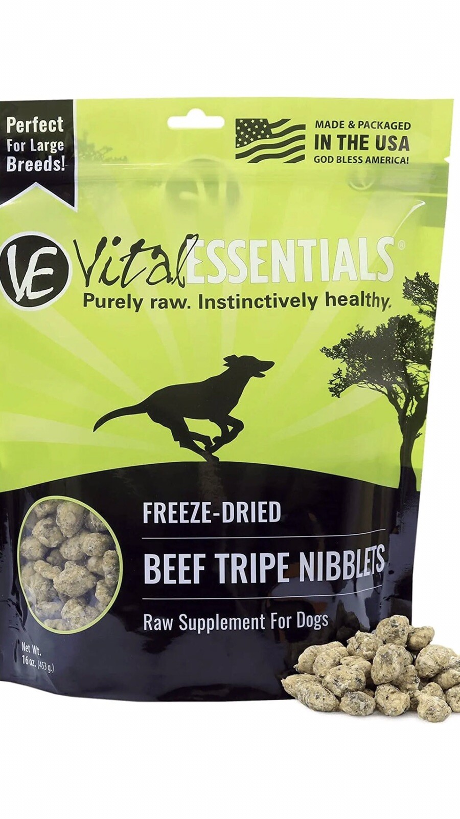 Vital Essentials Freeze Dried Dog Treats, Beef Tripe Nibblet