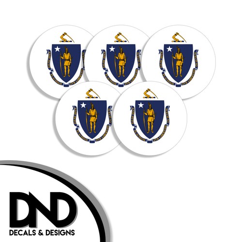 Bandera del Estado de Massachusetts MA Círculo Pegatina EE. UU. Casco Calcomanía Paquete de 5 2,5 pulgadas - Imagen 1 de 2