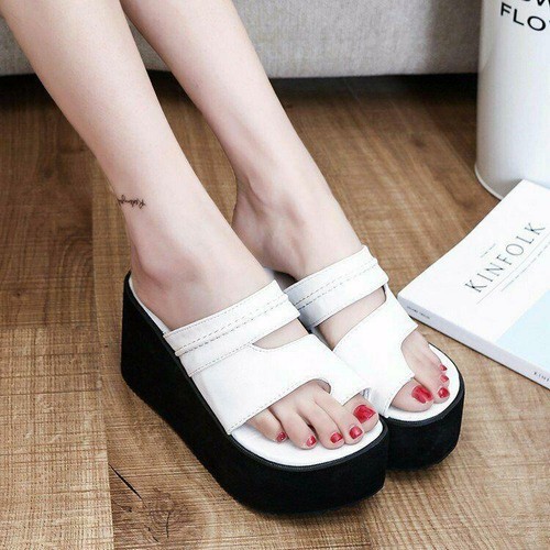 Womens Open toe PU Leather Wedge Heel Platform Casual Slippers Shoes Sandals New - Picture 11 of 14