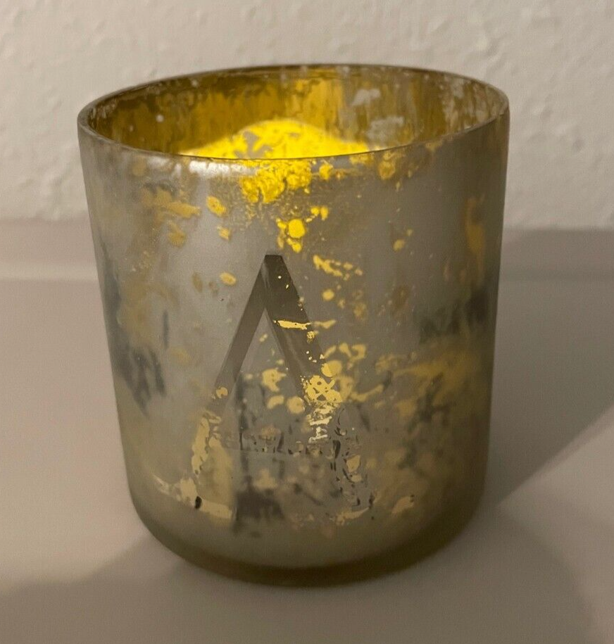 Pottery Barn "A" Initial Letter 3" Diameter Mercury Glass Votive Candle