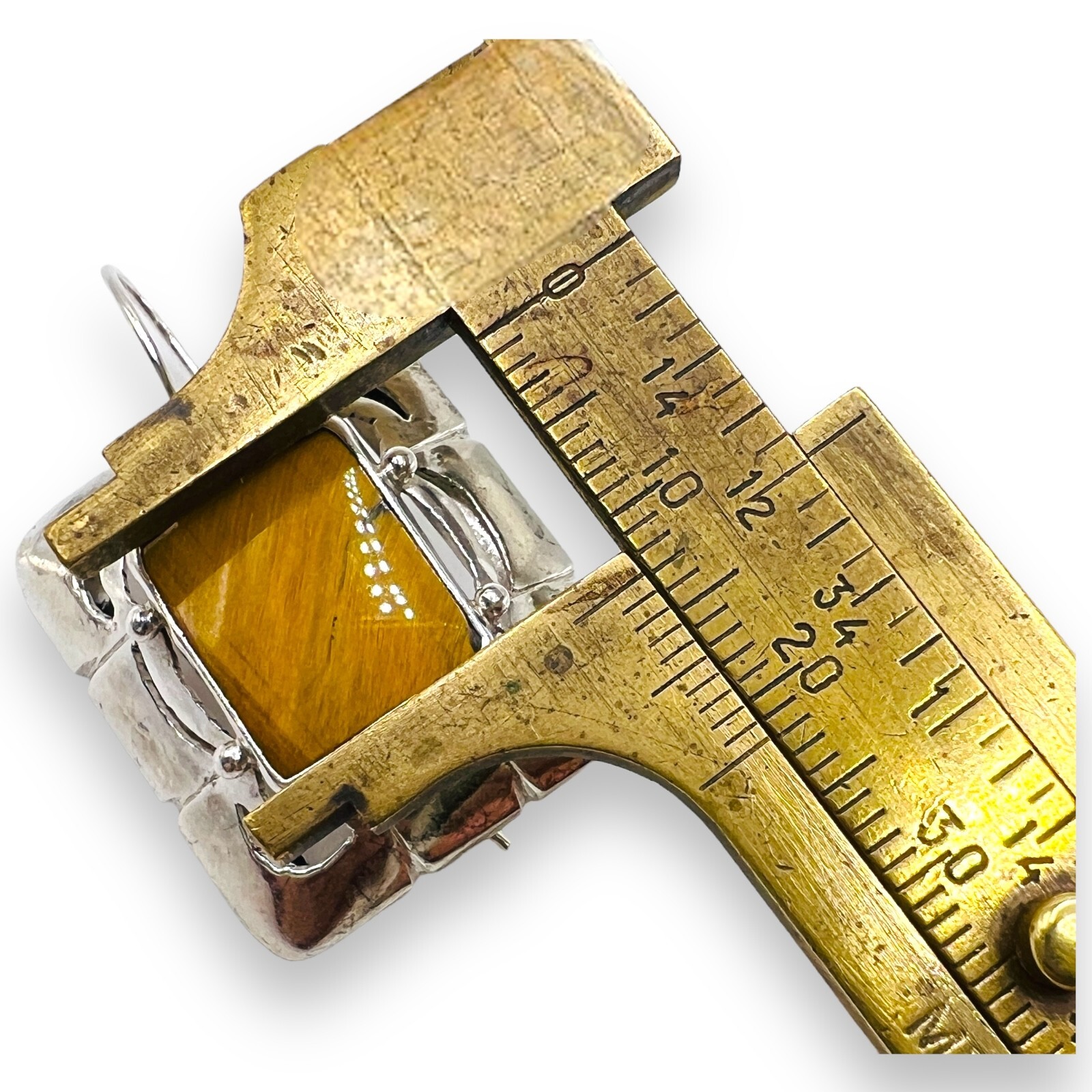 925 Sterling Silver Tigers Eye Rectangular Modern… - image 3