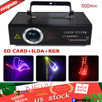 500mW RGB Animation Projector Laser Light DMX512 ILDA SD Party DJ Stage Lighting