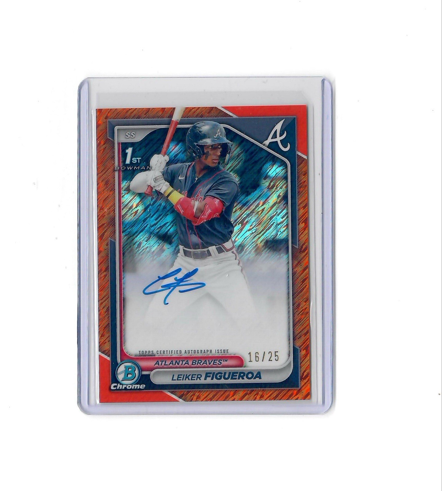 2024 Bowman Chrome Leiker Figueroa 1st Orange Shimmer Refractor Auto /25
