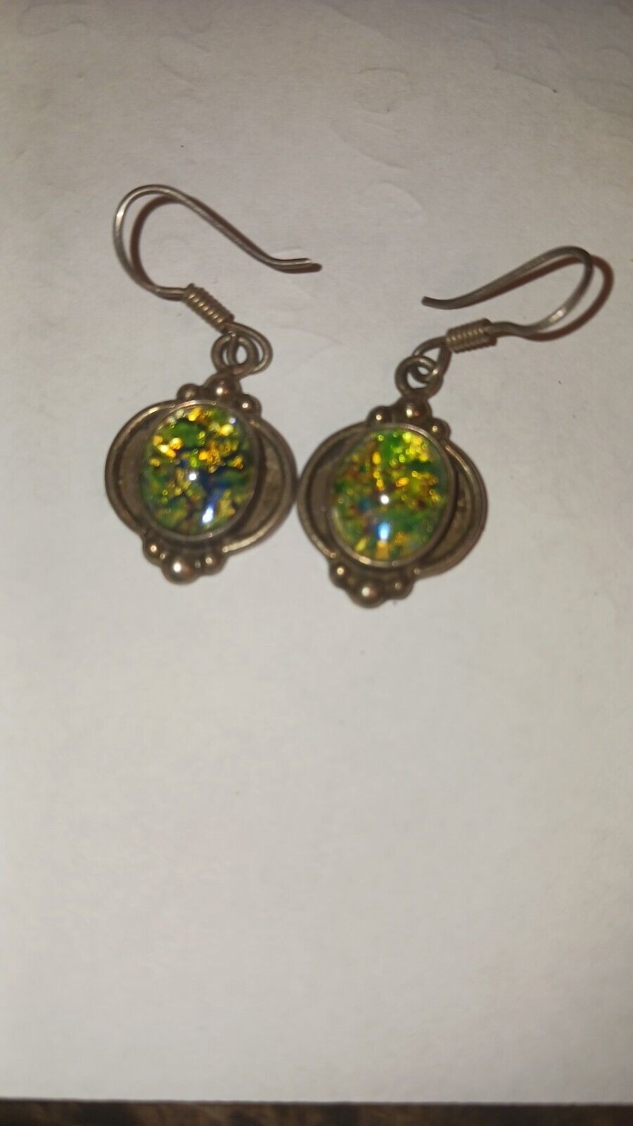 Earrings Diachronic Glass Sterling 925 Mexican Vi… - image 4