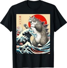 Catzilla Cat Japanese Art Funny Cat Gifts For Men Women T-Shirt
