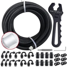6AN-8AN-10AN Nylon Braided PTFE Fuel Line 10FT-20FT with 26 Fitting & Wrench Kit
