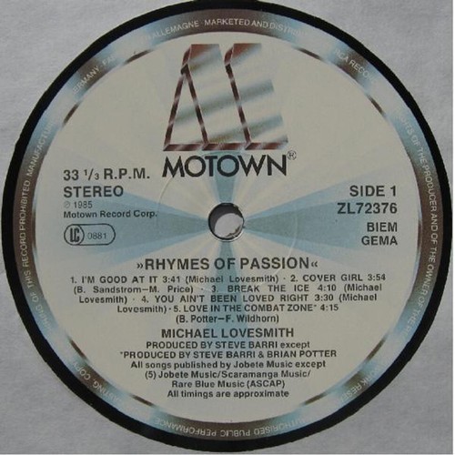 Michael Lovesmith - Rhymes Of Passion (Vinyl LP - 1985 - EU - Original) - Bild 3 von 4