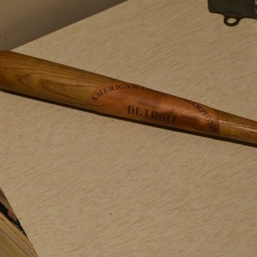 Detroit Tigers 1935 World Series Souvenir Holz Fledermaus ORIGINAL PAPER TAG A.L Champs - Bild 2 von 5