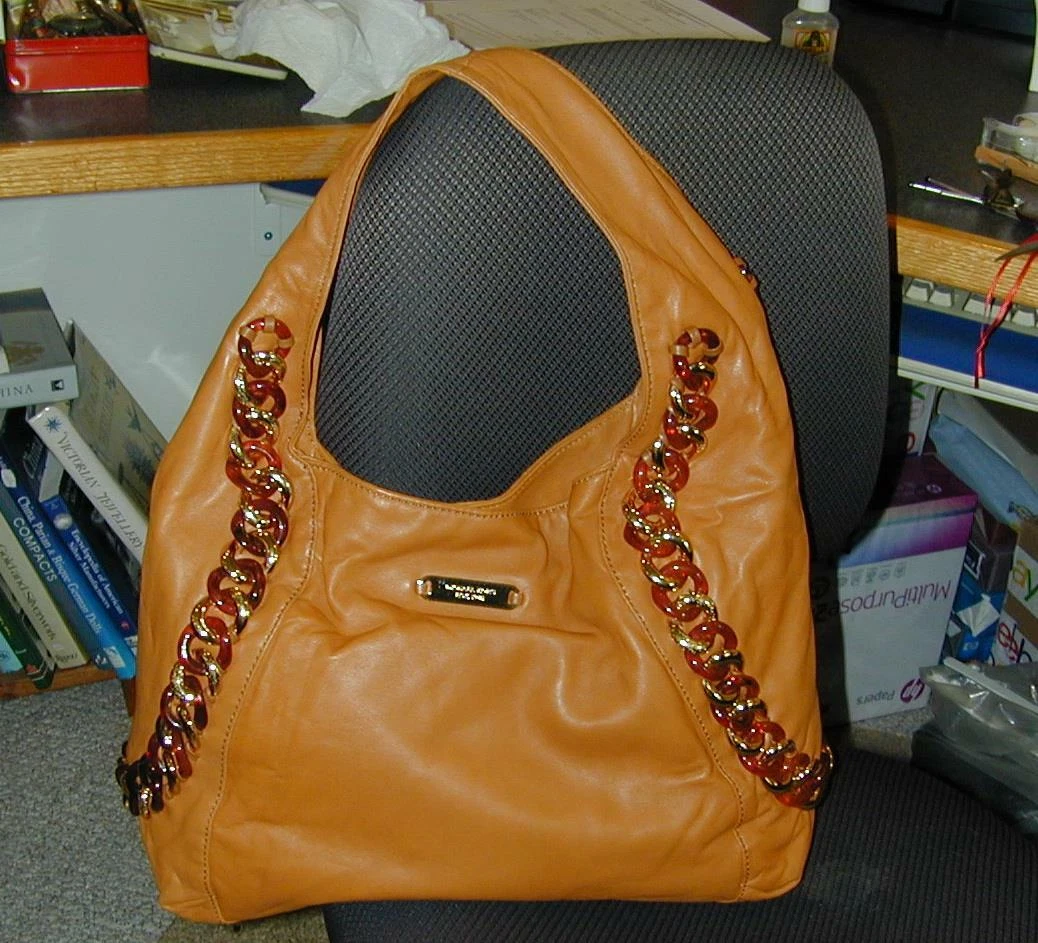Michael Kors ID Chain Large Hobo Shoulder Bag Purse NWT Walnut