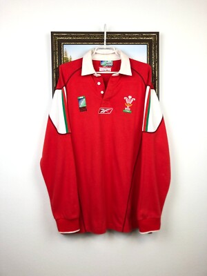 Vintage 2003 World Cup Wales Rugby Union Jersey Long Sleeve Shirt