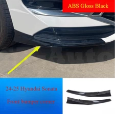 For 2024-2025 Hyundai Sonata Gloss Black ABS Front Bumper Corner Protector Cover