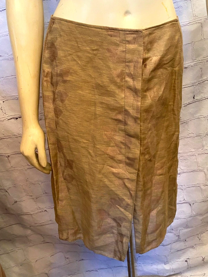 Terno saia de seda Giorgio Armani feminino bronze 3 peças tamanho 38 Itália jaqueta superior - Imagem 3 de 4