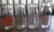 4 Vintage Half Pint Glass Milk Bottles Tapper's Bowman Bridgeman