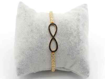 5Ct Round Simulated Black Diamond Fancy Infinity Tennis Bracelet 14K Gold Plated