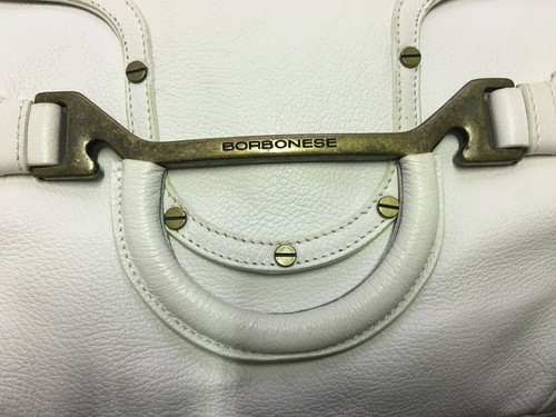 BORBONESE borsa da spalla morbida in pelle bianca rivettata PEZZO UNICO |  eBay