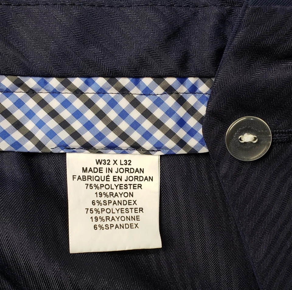 Nautica Pants Mens 32x32 Dress Stretch Flat Straight Navy Blue Slacks Trouser - Image 4 of 4