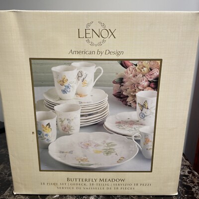 Lenox Butterfly Meadow 18 Piece Dinnerware Set New In Original Boxes  Vintage