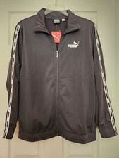 NWT PUMA Men's Gray Fleece Lined Full Zip Track Jacket Taped Sleeve Medium M