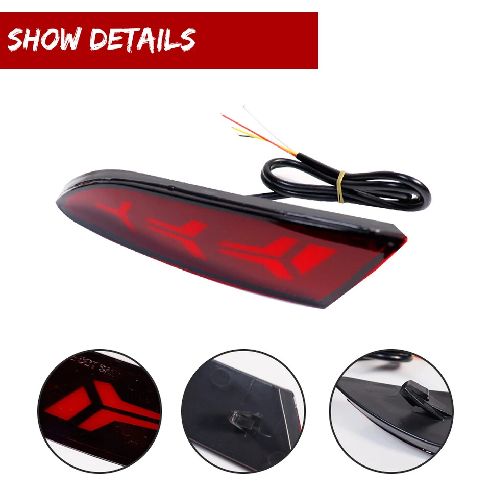 LED Rear Bumper Reflector Tail Brake Signal Lights For 2012 2013 2014 Ford Focus - Image 4 of 4