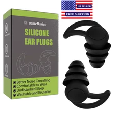 Acme Basics Reusable Ear Plugs for Sleeping, Swimming & Noise Reduction (Black)