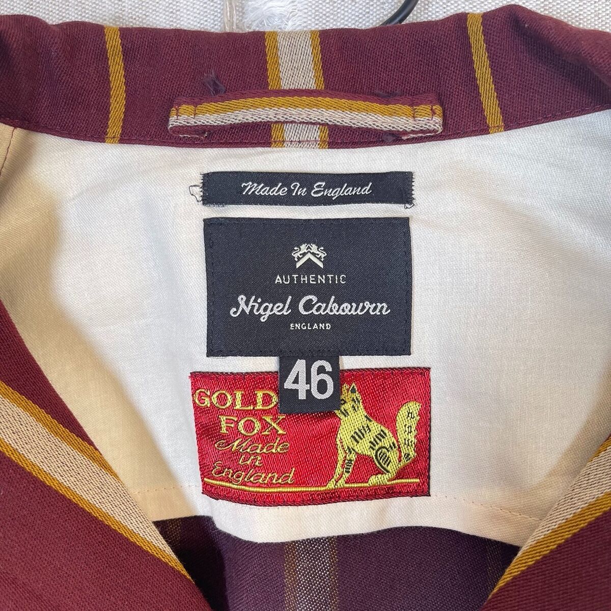 Nigel Cabourn Golden Fox Compton Jacket Maroon Striped Nigel Cabourn Golden Fox Compton Jacket Maroon Striped