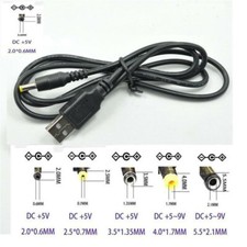New USB A Male to 2.0 2.5 3.5 4.0 5.5mm Connector 5V DC Charger Power Cable Cord