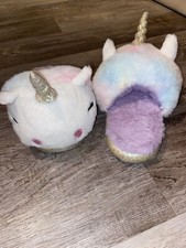 Cat Jack Unicorn Plush Girls White w/Rainbow Colored Slippers Size 2/3